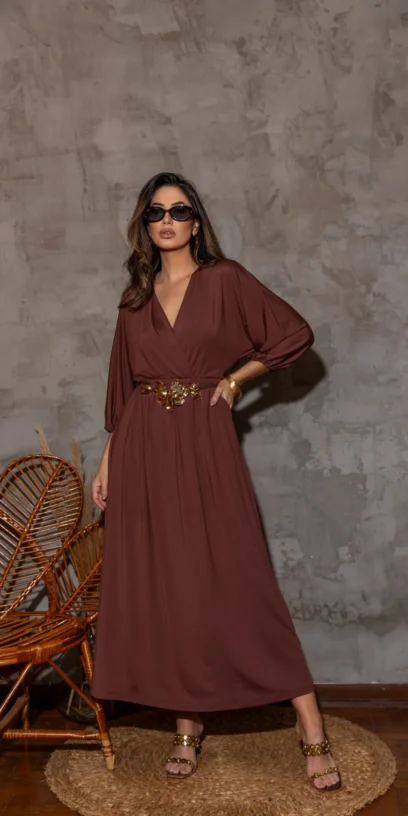 VESTIDO MIDI MALHA MANGAS 3/4